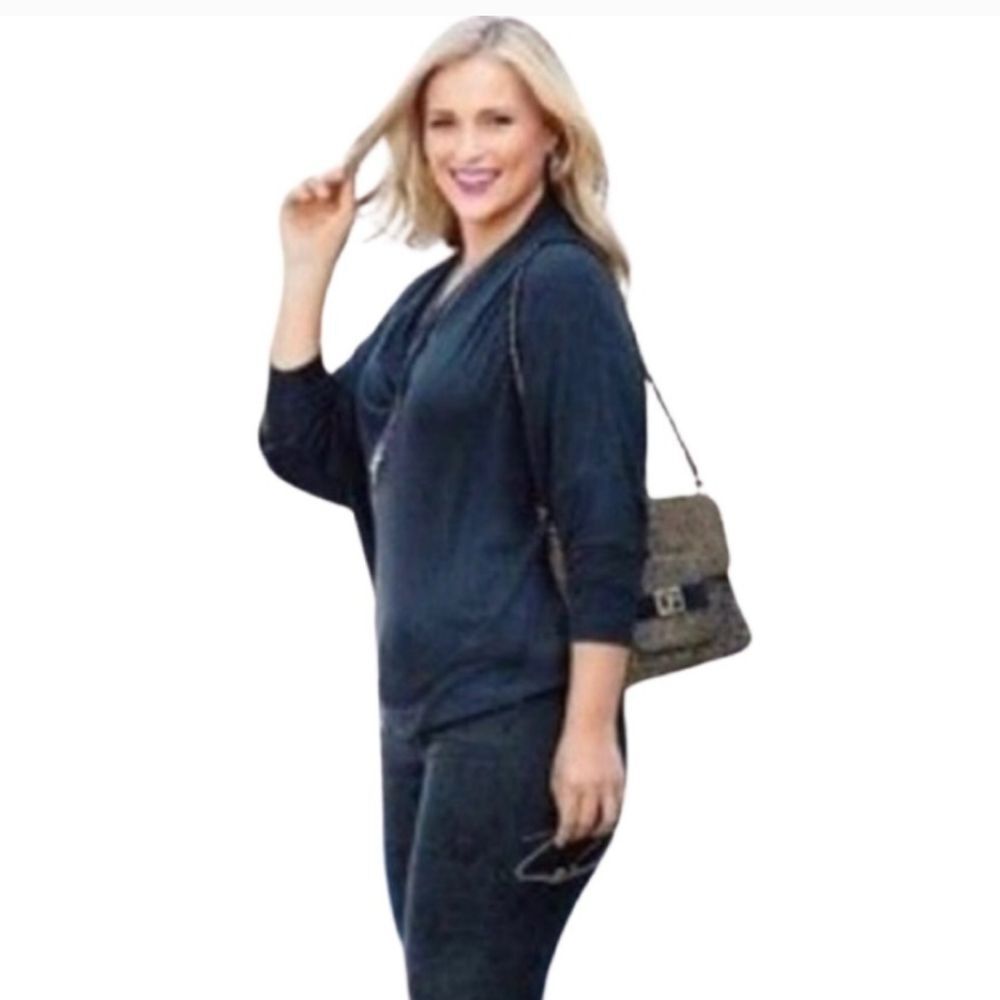 Cabi Faux Wrap Knit Crossover Top Women's Size Large